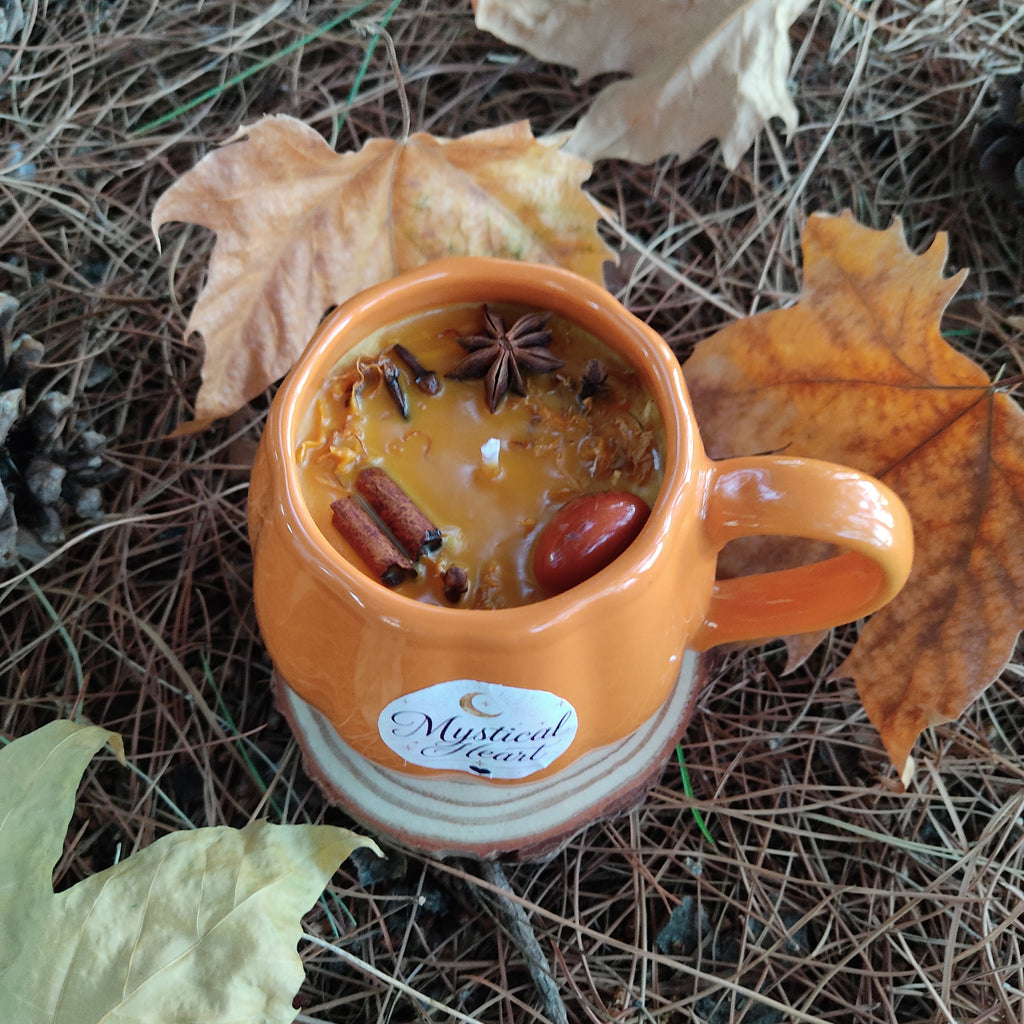 Vela Taza Calabaza -Pumpkin Spice y Jaspe Rojo