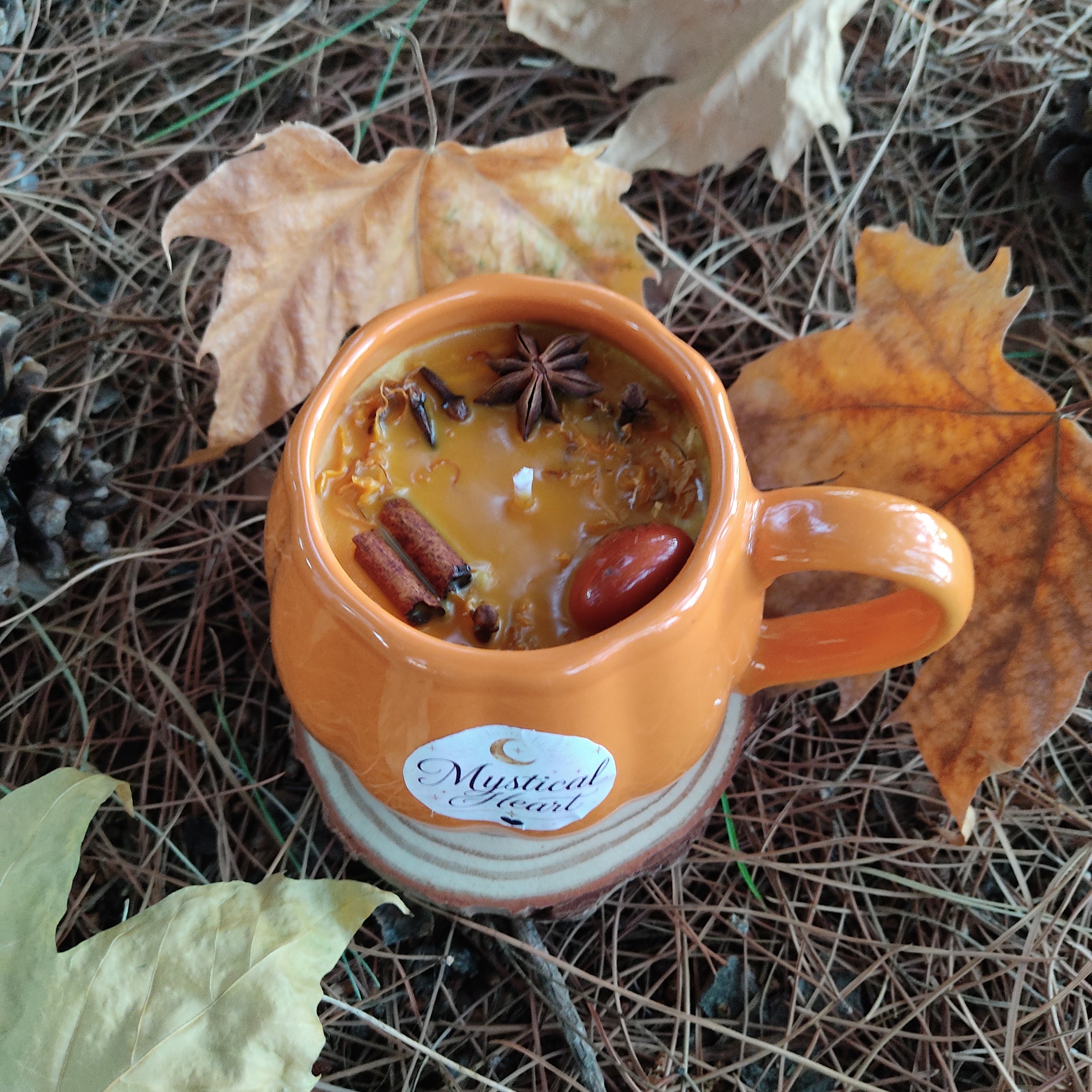 Vela Taza Calabaza -Pumpkin Spice y Jaspe Rojo